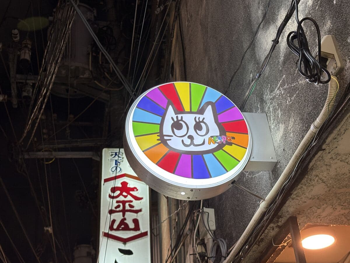 Acopeの虹色猫の丸看板