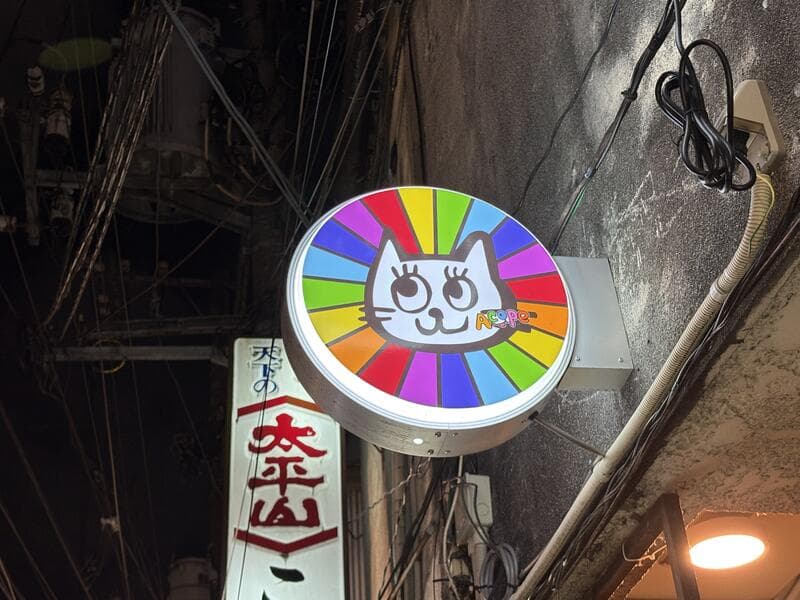 Acopeの虹色猫の丸看板